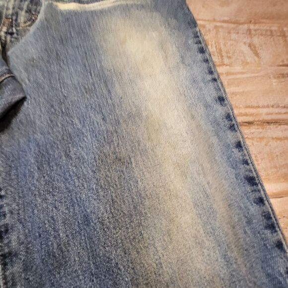 Structure Jeans Men's 33x28 Straight Leg Relaxed Loose Blue Denim Distressed - Picture 6 of 12